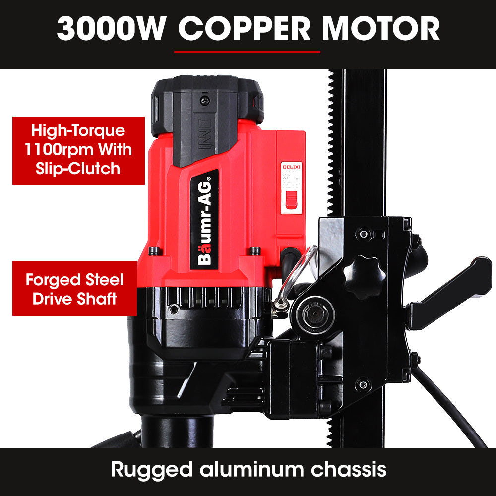 3000W 0.2m Wet/Dry Diamond Core Drill Rig with Stand and 1100RPM Speed