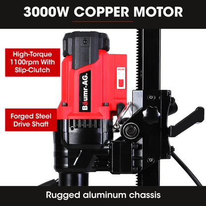 3000W 0.2m Wet/Dry Diamond Core Drill Rig with Stand and 1100RPM Speed
