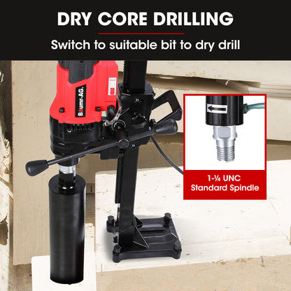 3000W 0.2m Wet/Dry Diamond Core Drill Rig with Stand and 1100RPM Speed