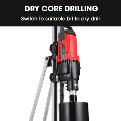 3200W Wet/Dry Core Drill with 0.3m Bit & Wheeled Rig for Concrete Coring