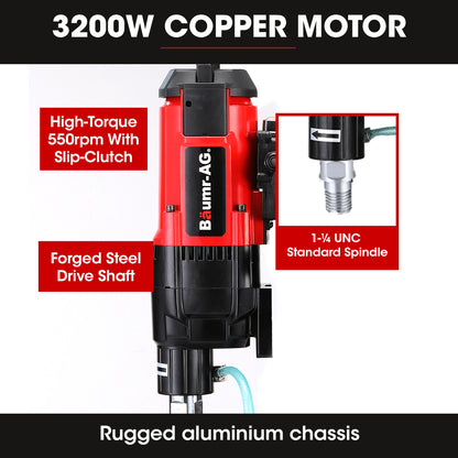 3200W Diamond Core Wet/Dry Drill, 0.3m Diameter, Concrete & Granite Cutting
