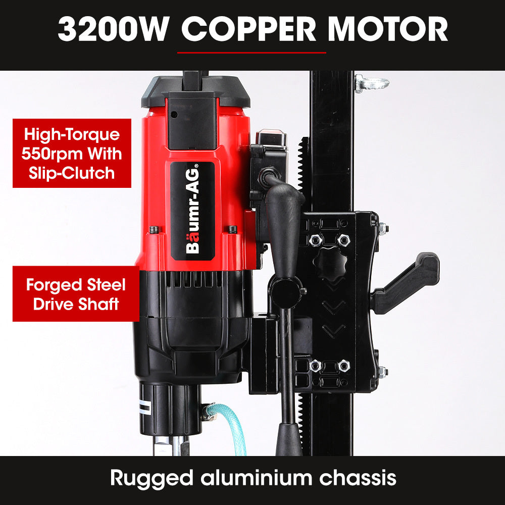 3200W 0.28m Diamond Core Drill Rig with 0.2m Bit for Concrete & Granite