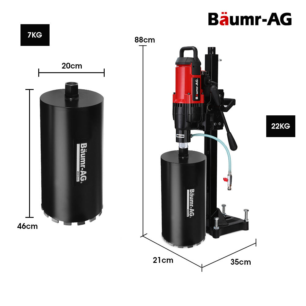 3200W 0.28m Diamond Core Drill Rig with 0.2m Bit for Concrete & Granite