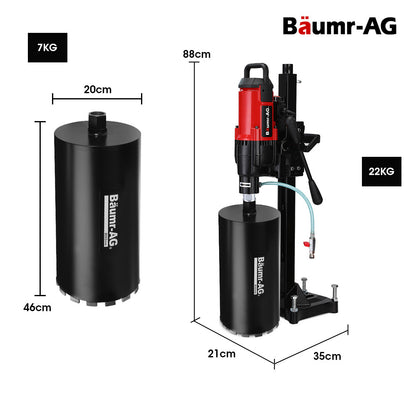 3200W 0.28m Diamond Core Drill Rig with 0.2m Bit for Concrete & Granite