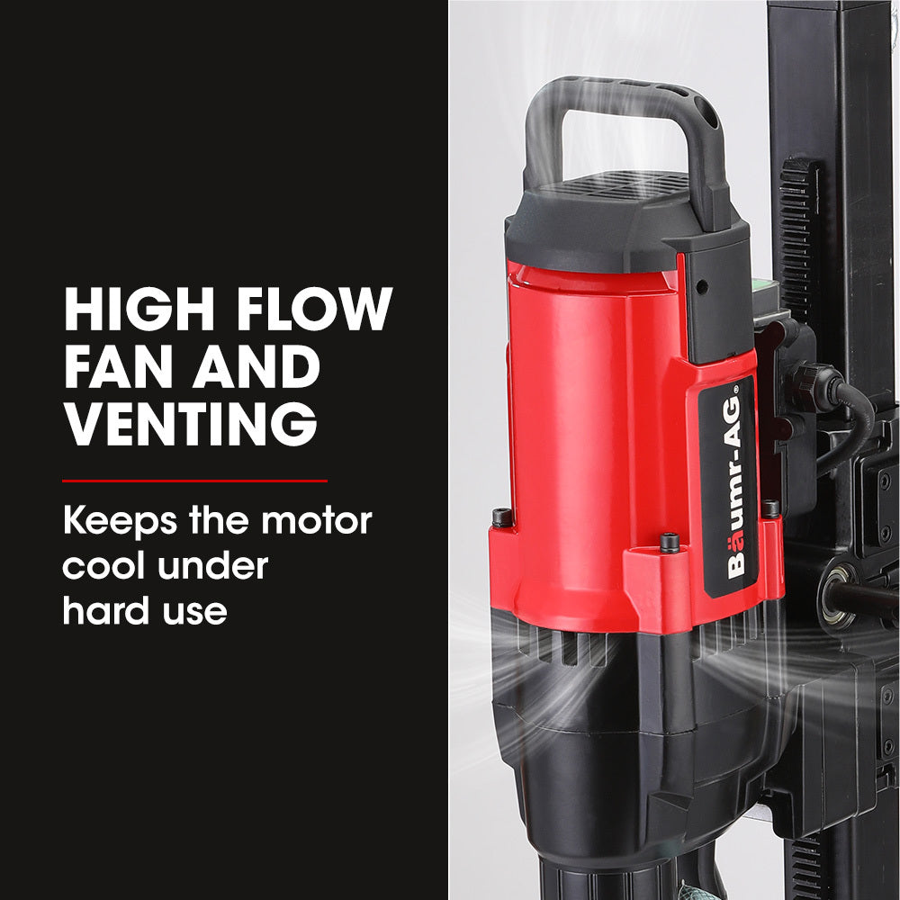 3200W 0.28m Diamond Core Drill Rig with Stand - Wet/Dry, IP54 Rated