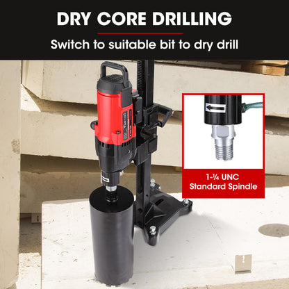 3200W 0.28m Diamond Core Drill Rig with Stand - Wet/Dry, IP54 Rated