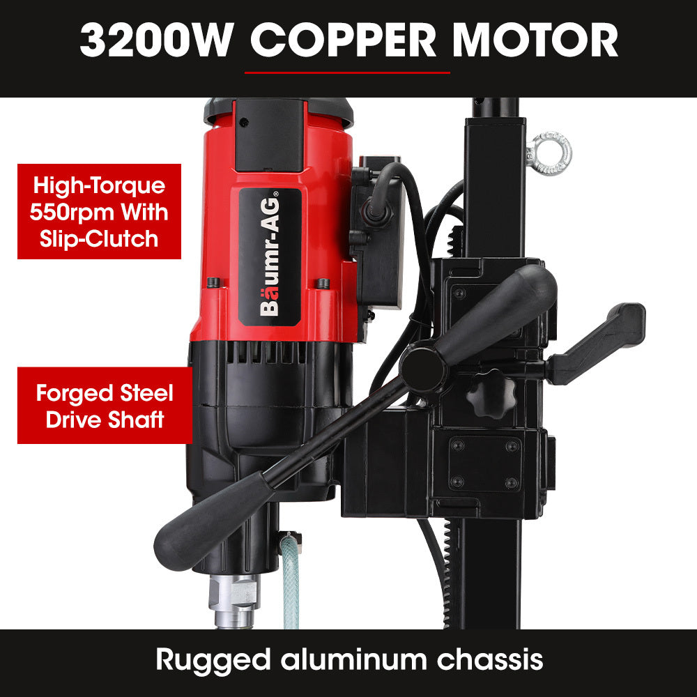 3200W Diamond Core Drill with 0.28m Diameter and Wheeled Stand Rig