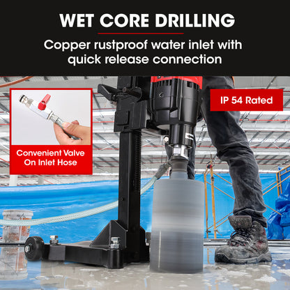 3200W Diamond Core Drill with 0.28m Diameter and Wheeled Stand Rig