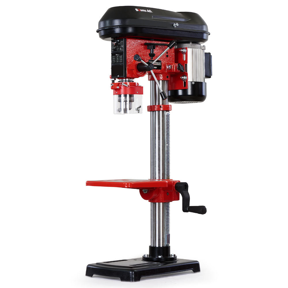 600W Bench Drill Press with 12 Speeds, 16mm Chuck, Adjustable Table