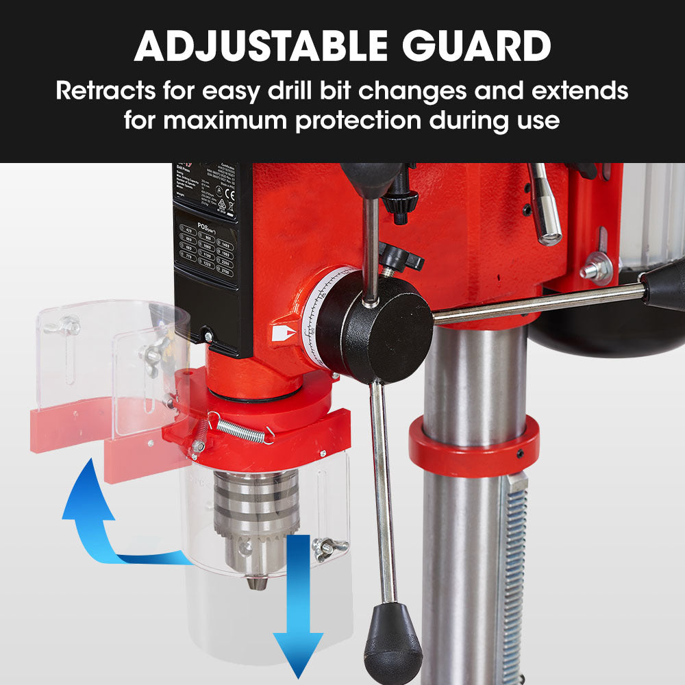 600W Bench Drill Press, 12 Speeds, 0.3m Swing, 16mm Chuck, Adjustable Table
