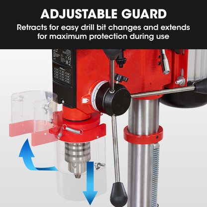 600W Bench Drill Press, 12 Speeds, 0.3m Swing, 16mm Chuck, Adjustable Table