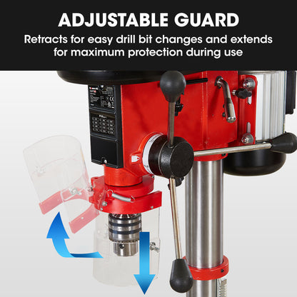 600W Pedestal Drill Press with 12 Speeds, 16mm Chuck, 0.3m Swing (DP19)