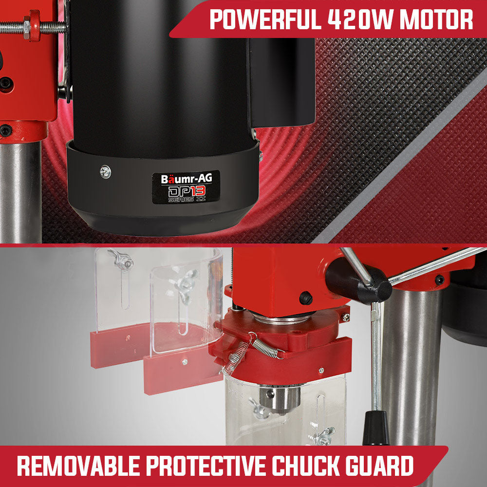 420W Benchtop Drill Press with 0.05m Travel and 9 Speed Settings