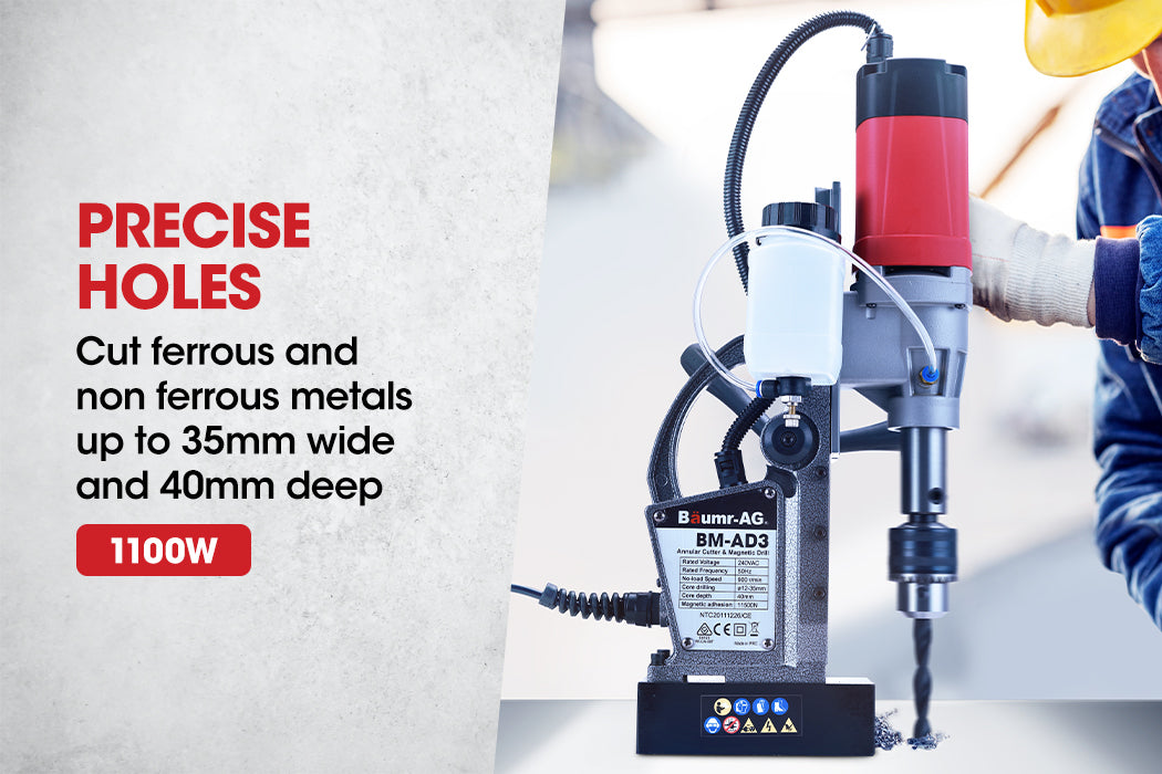 1100W Magnetic Drill Press & Annular Cutter with 0.3 Meter Depth Capacity