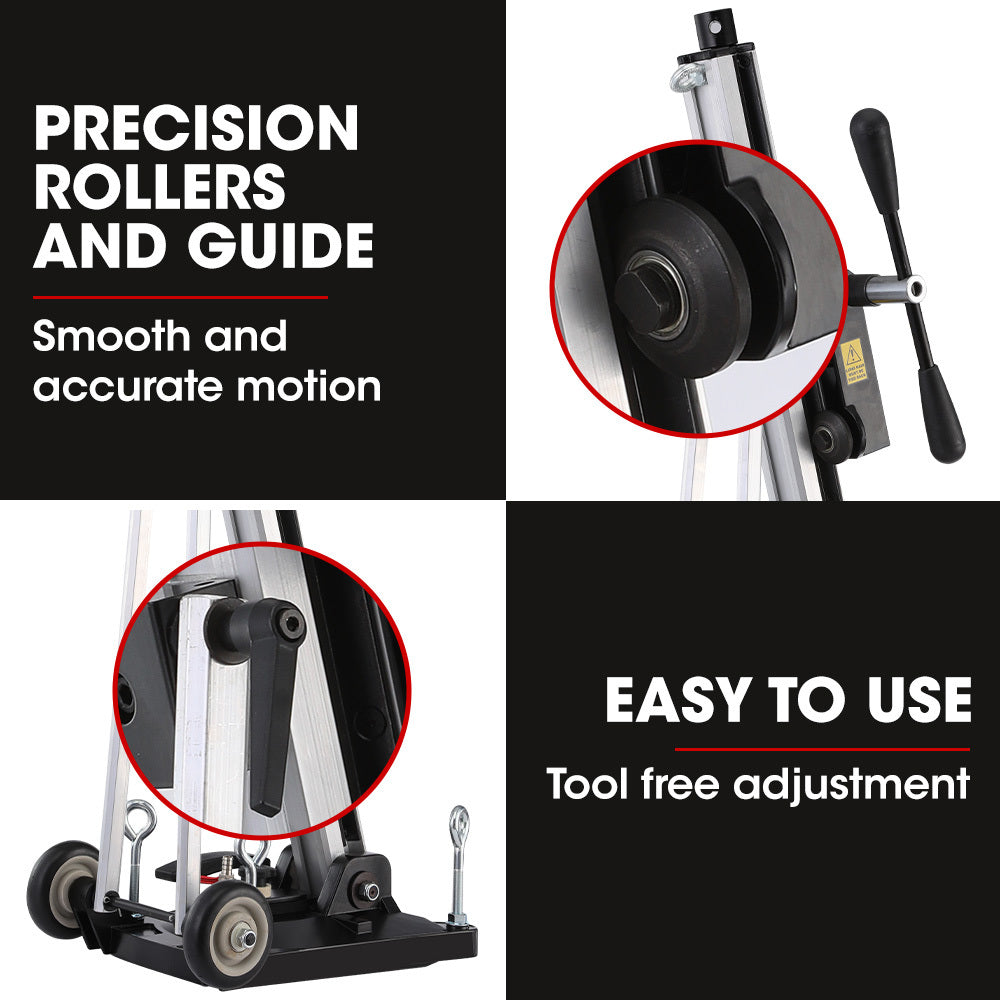 Adjustable Wheeled Core Drill Rig Stand with 0-90° Mounting and 0.3m Capacity