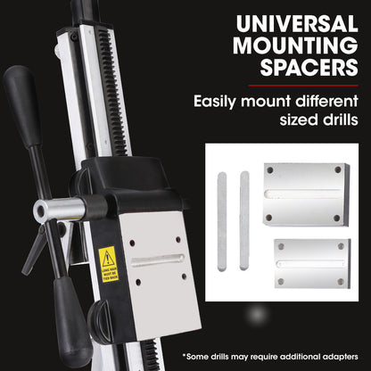 Adjustable Wheeled Core Drill Rig Stand with 0-90° Mounting and 0.3m Capacity