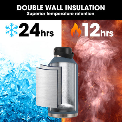 1.9L Double Wall Insulated Stainless Steel Water Jug with Handle and Straw Cleaner