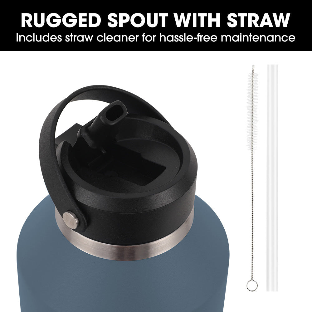 1.9L Double Wall Insulated Stainless Steel Water Jug with Handle and Straw Cleaner