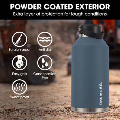 1.9L Double Wall Insulated Stainless Steel Water Jug with Handle and Straw Cleaner