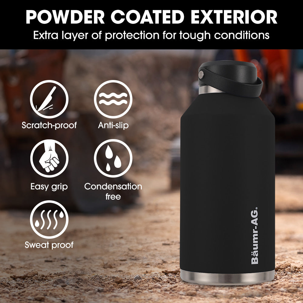 1.9L Double Wall Stainless Steel Insulated Water Jug with Handle & Straw Cleaner