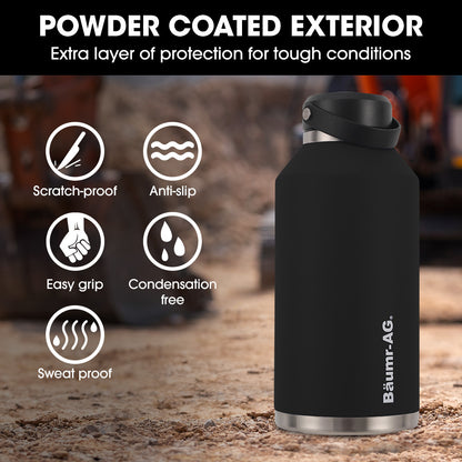 1.9L Double Wall Stainless Steel Insulated Water Jug with Handle & Straw Cleaner