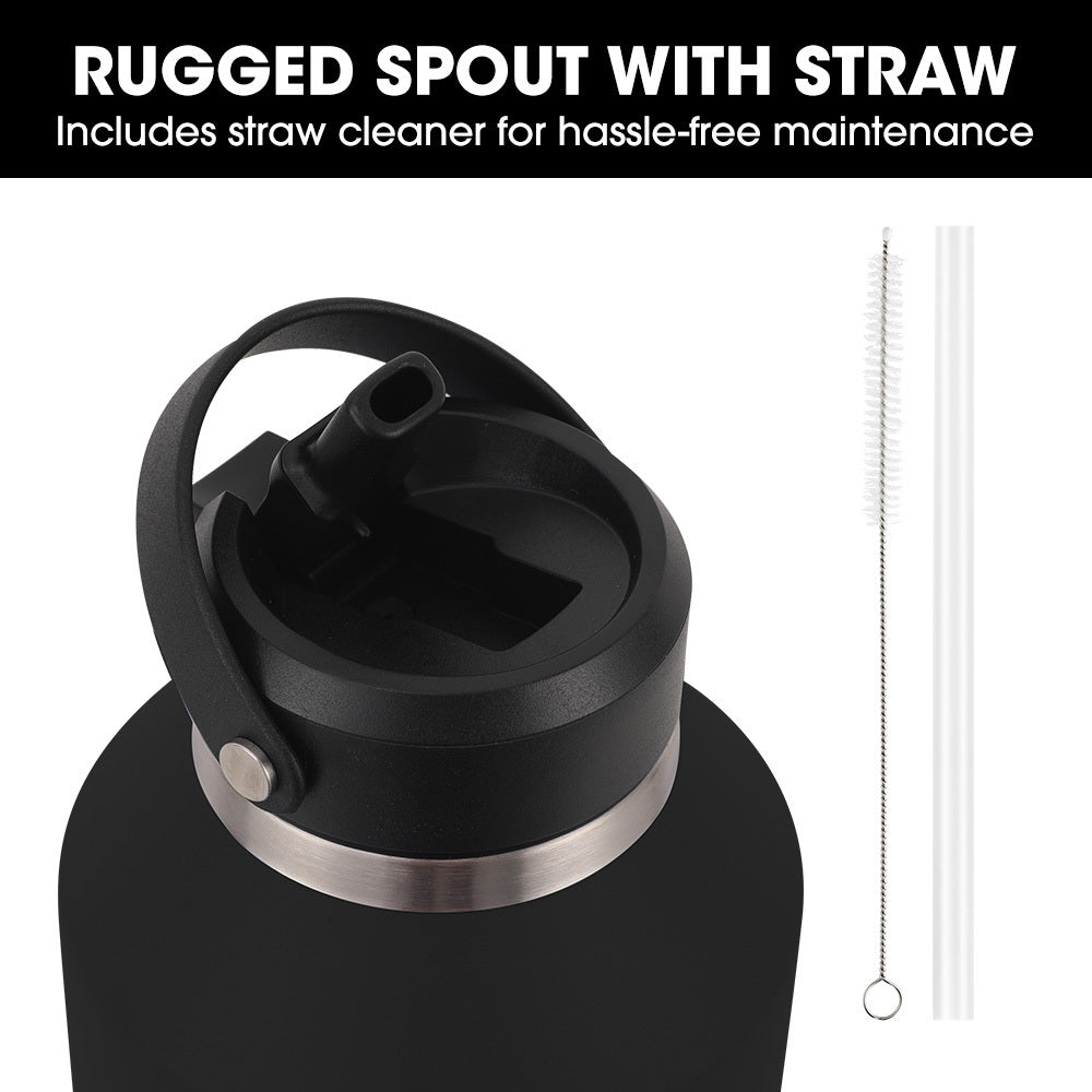 1.9L Double Wall Stainless Steel Insulated Water Jug with Handle & Straw Cleaner