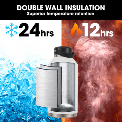 1.9L Double-Wall Insulated Stainless Steel Water Jug with Straw & Handle