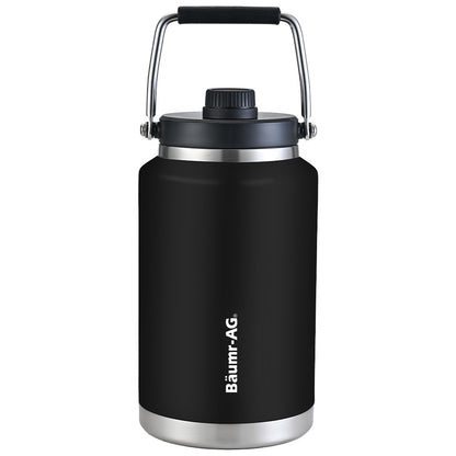 3.8L Double Wall Insulated Steel Water Jug with Handle, Leak-Proof, Black