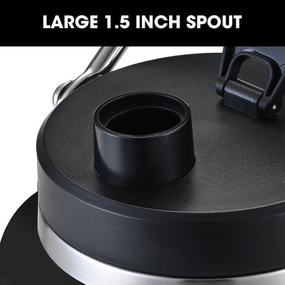 3.8L Double Wall Insulated Steel Water Jug with Handle, Leak-Proof, Black