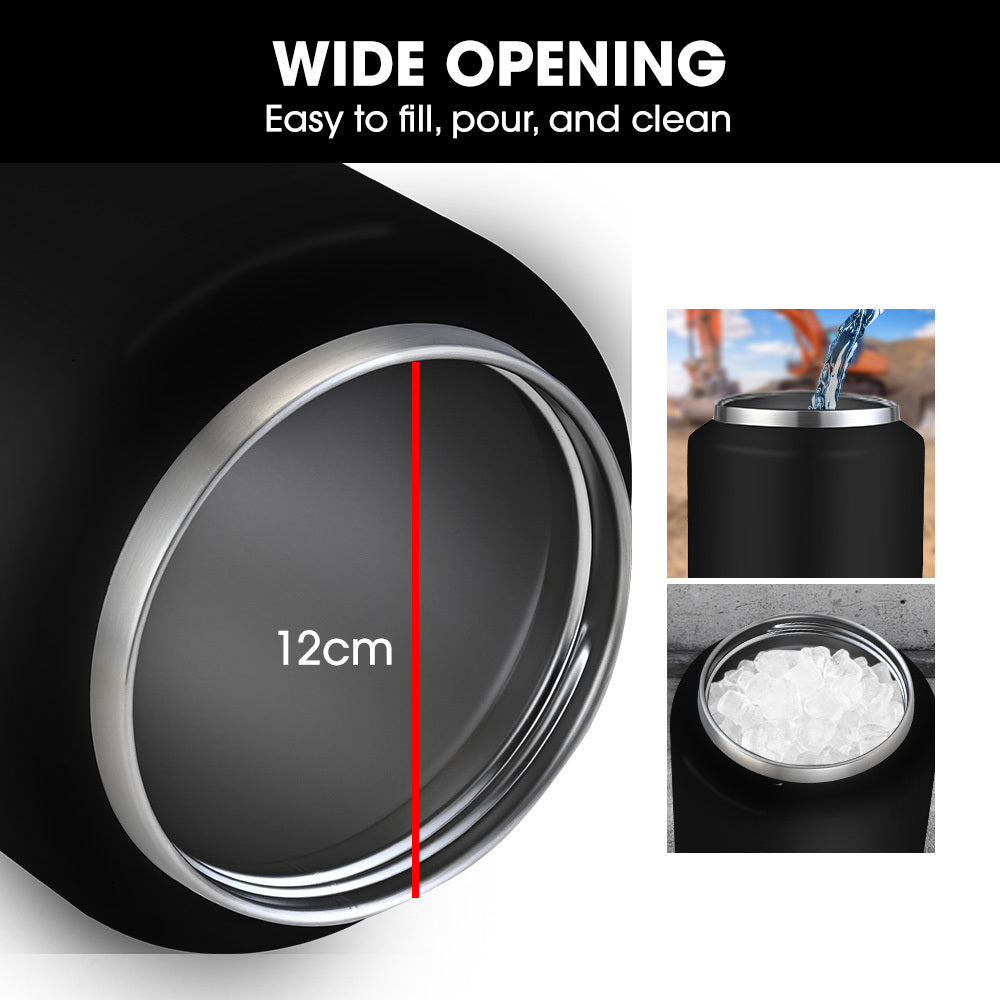 3.8L Double Wall Insulated Steel Water Jug with Handle, Leak-Proof, Black