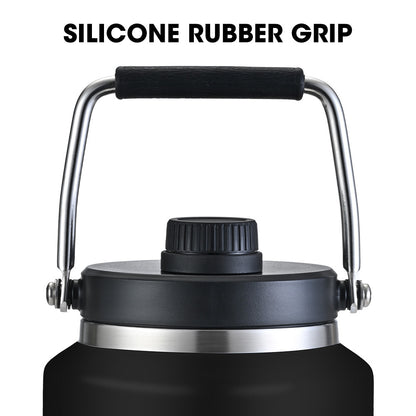 3.8L Double Wall Insulated Steel Water Jug with Handle, Leak-Proof, Black