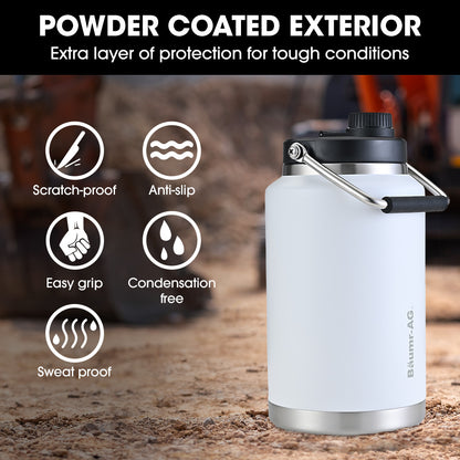 3.8L Insulated Stainless Steel Water Bottle with Handle, Leak-Proof & Durable