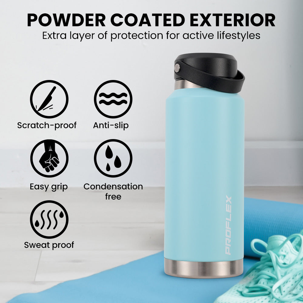 1L Double-Wall Insulated Stainless Steel Water Bottle with Handle, Seafoam Green