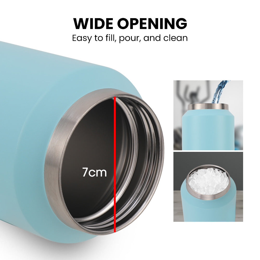 1L Double-Wall Insulated Stainless Steel Water Bottle with Handle, Seafoam Green
