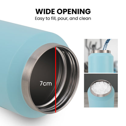 1L Double-Wall Insulated Stainless Steel Water Bottle with Handle, Seafoam Green