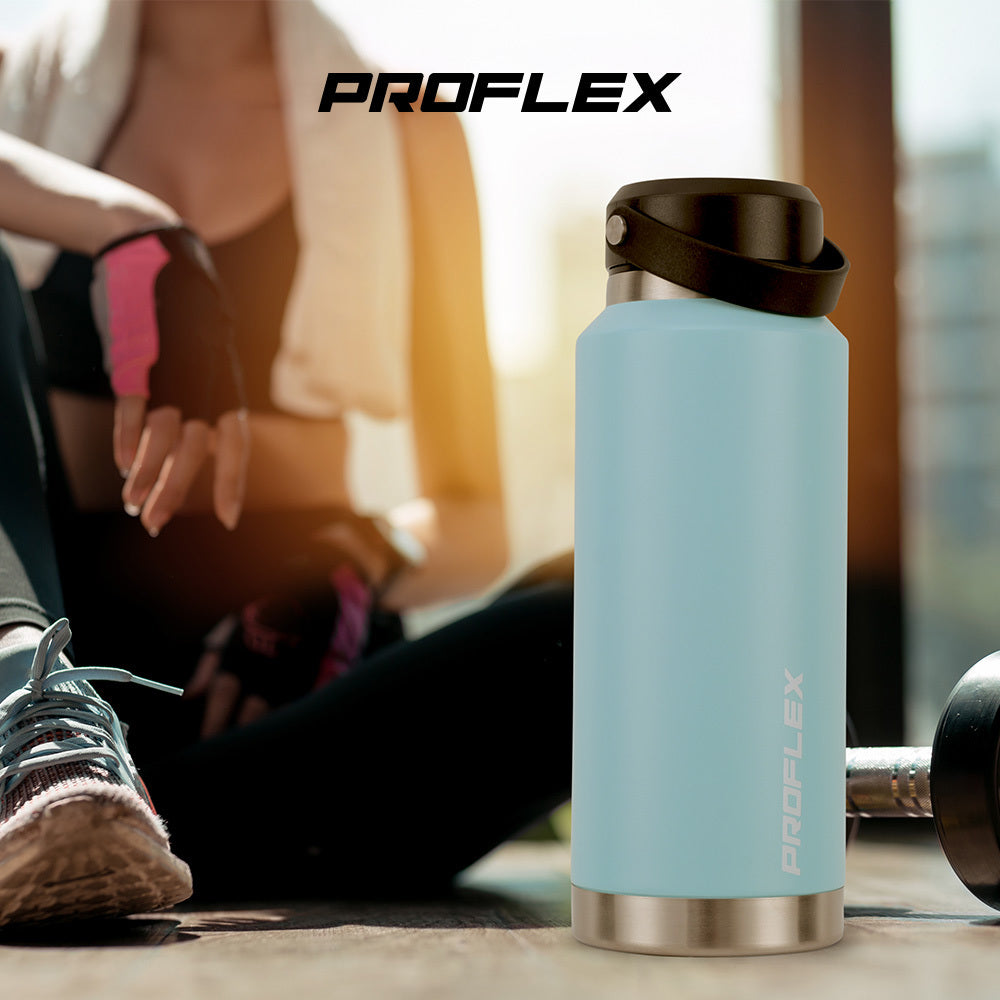1L Double-Wall Insulated Stainless Steel Water Bottle with Handle, Seafoam Green