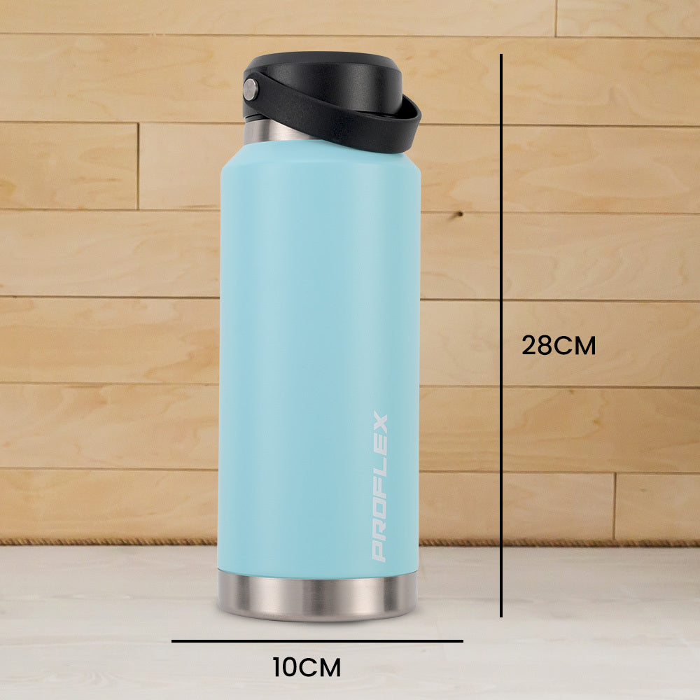 1L Double-Wall Insulated Stainless Steel Water Bottle with Handle, Seafoam Green