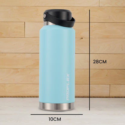 1L Double-Wall Insulated Stainless Steel Water Bottle with Handle, Seafoam Green