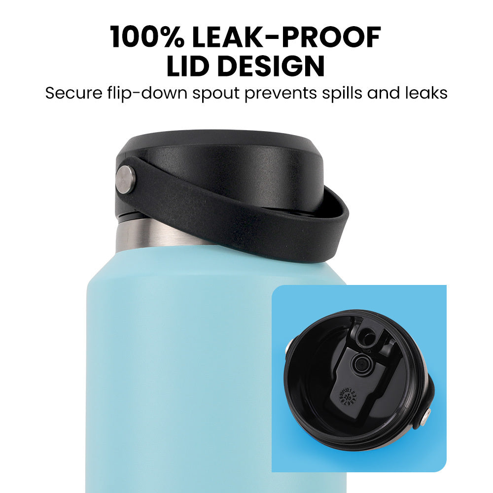 1L Double-Wall Insulated Stainless Steel Water Bottle with Handle, Seafoam Green