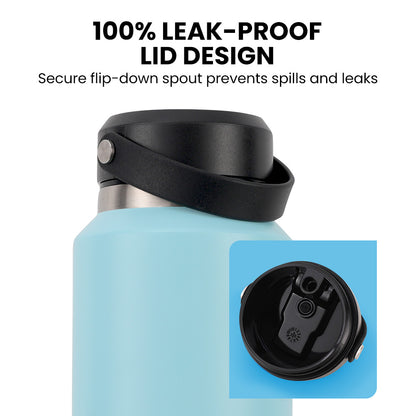 1L Double-Wall Insulated Stainless Steel Water Bottle with Handle, Seafoam Green
