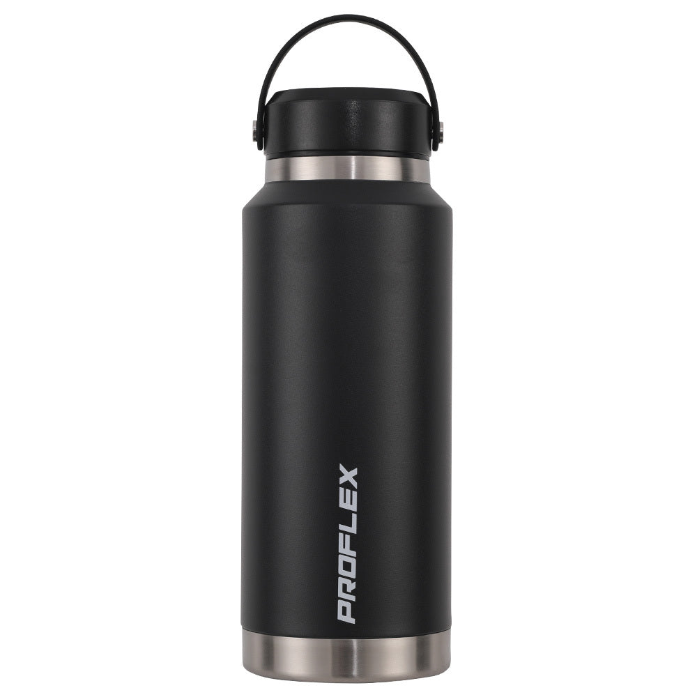 1L Double Wall Insulated Stainless Steel Water Bottle with Handle, Black