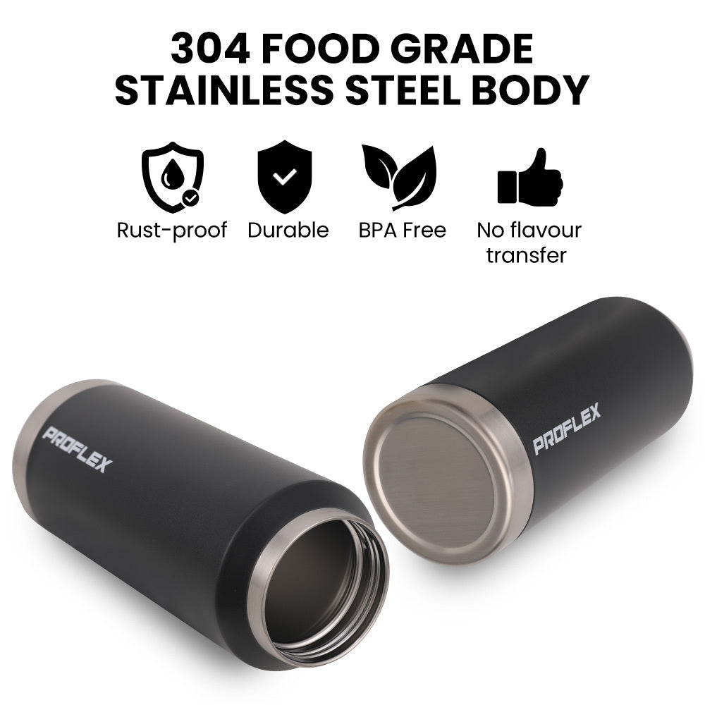 1L Double Wall Insulated Stainless Steel Water Bottle with Handle, Black