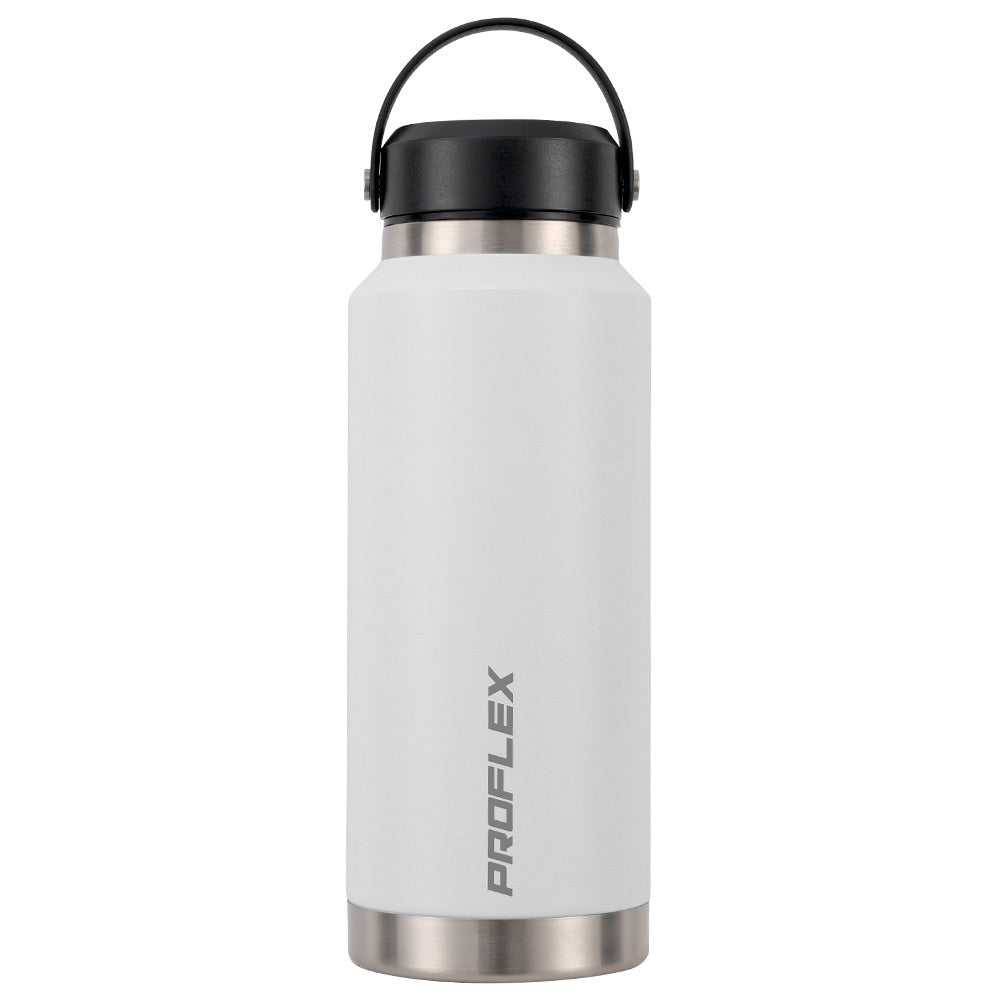 1L Double Wall Insulated Stainless Steel Water Bottle with Handle - White