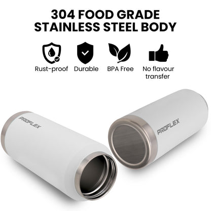 1L Double Wall Insulated Stainless Steel Water Bottle with Handle - White