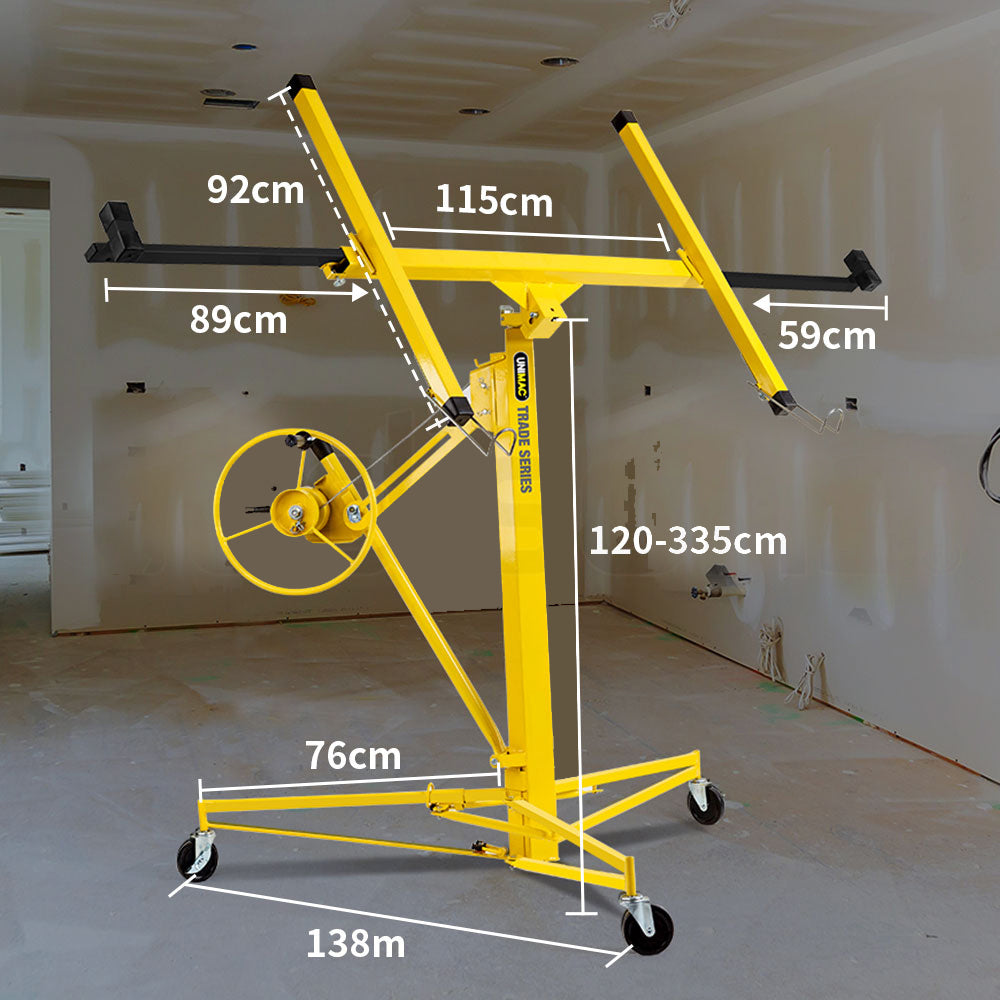 11ft Drywall Plasterboard Hoist Lift with 3.3m Reach and 68kg Capacity