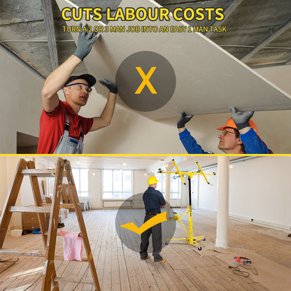11ft Drywall Plasterboard Hoist Lift with 3.3m Reach and 68kg Capacity