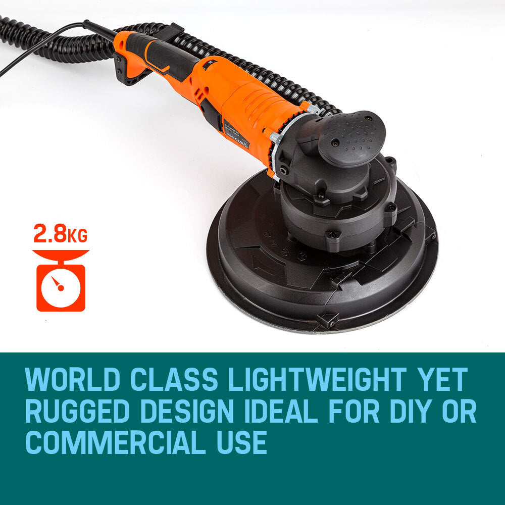 1800W Drywall Sander & Vacuum System with 0.23m Discs, Lightweight 2.8kg