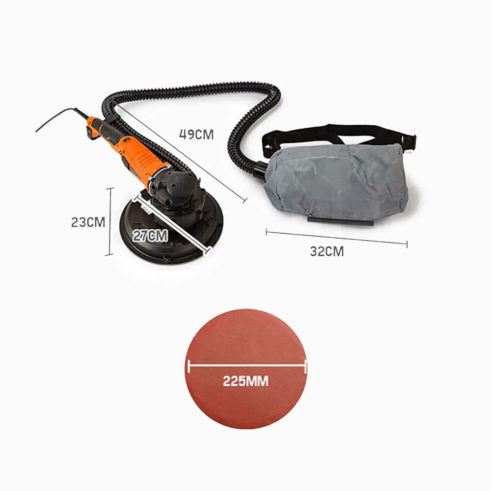 1800W Drywall Sander & Vacuum System with 0.23m Discs, Lightweight 2.8kg