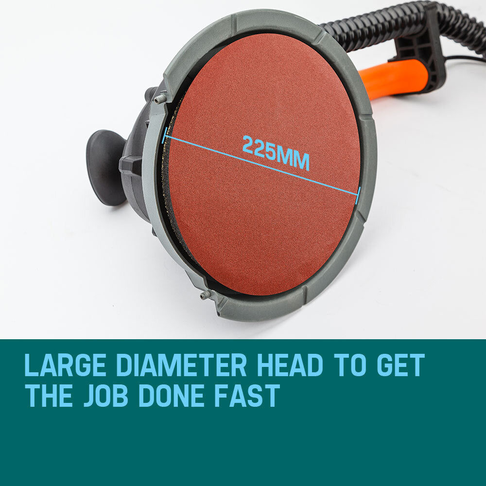 1800W Drywall Sander & Vacuum System with 0.23m Discs, Lightweight 2.8kg
