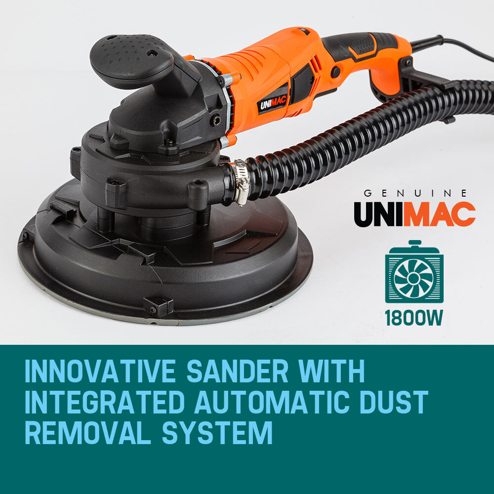 1800W Drywall Sander & Vacuum System with 0.23m Discs, Lightweight 2.8kg
